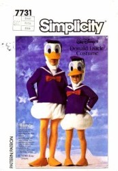 7731 SIMPLICITY DONALD DUCK DISNEY COSTUME PATTERN ADULT SMALL,MED,,LARGE choice